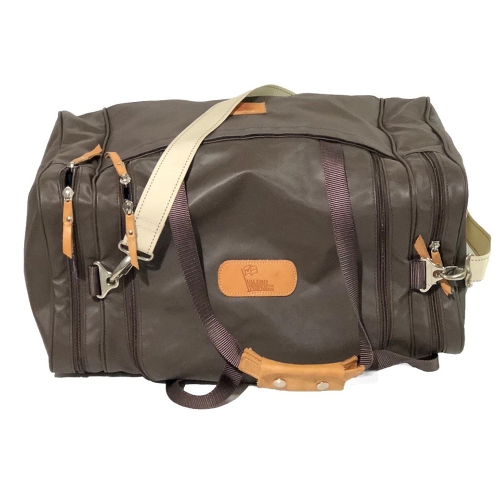Jon Hart Square Weekender Travel Bag Duffle Luggage Brown Coated - Picture 5 of 12